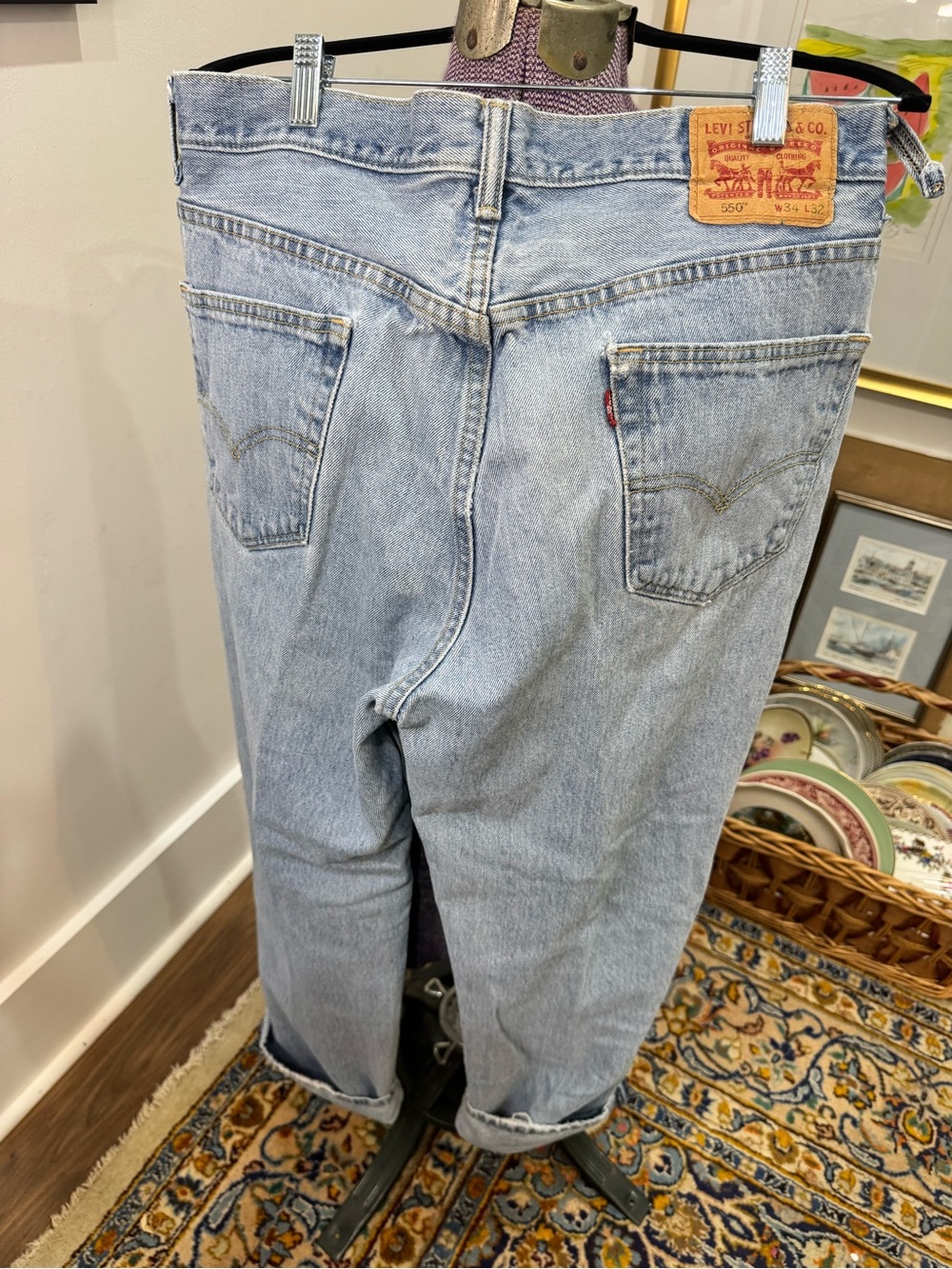 Product Title: Levis 550 Relaxed Fit 34x32 Light Wash Vintage 90s Tapered Leg
